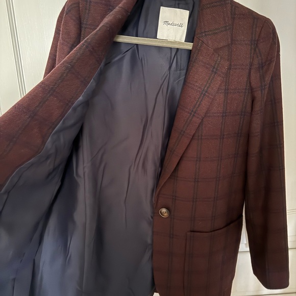 Madewell Larsen Burgundy Plaid Blazer - Picture 5 of 5